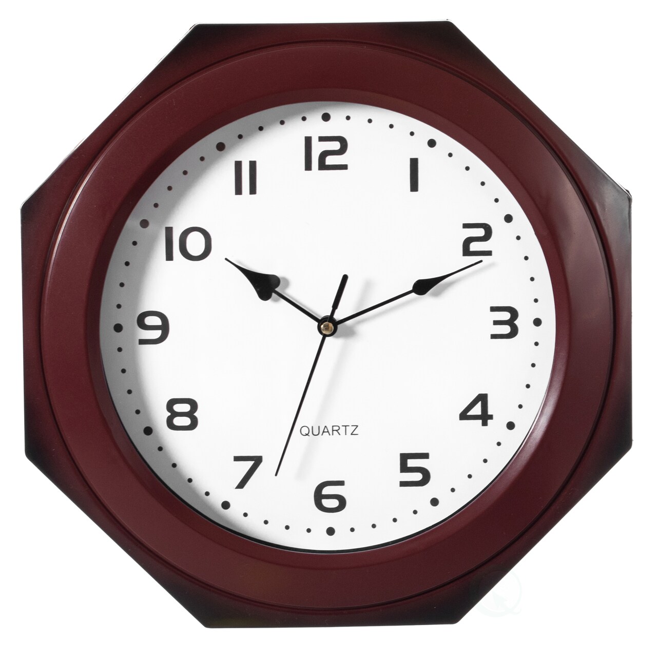 Contemporary Brown Octagon Shaped 11.6-inch Wall Clock - Decorative Wood-Look Plastic Clock for Living Room, Kitchen, or Dining Room - Modern Home Decor Accent Piece with Vintage Charm